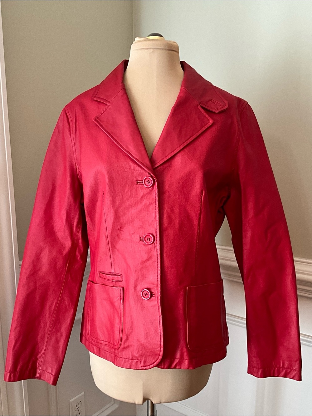 Vintage Red Leather Button-Front Jacket by Chadwick’s - Size 14